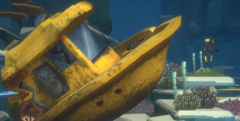 海底探险家戴夫调查沉船附近的情况
